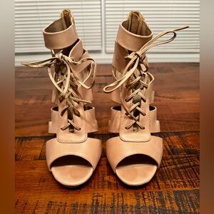Aldo Lace-Up Heels Booties, Tan
